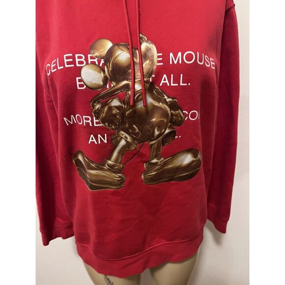 HM Disney gold graphic Mickey Mouse hoodie size M womenswear - Picture 3 of 7